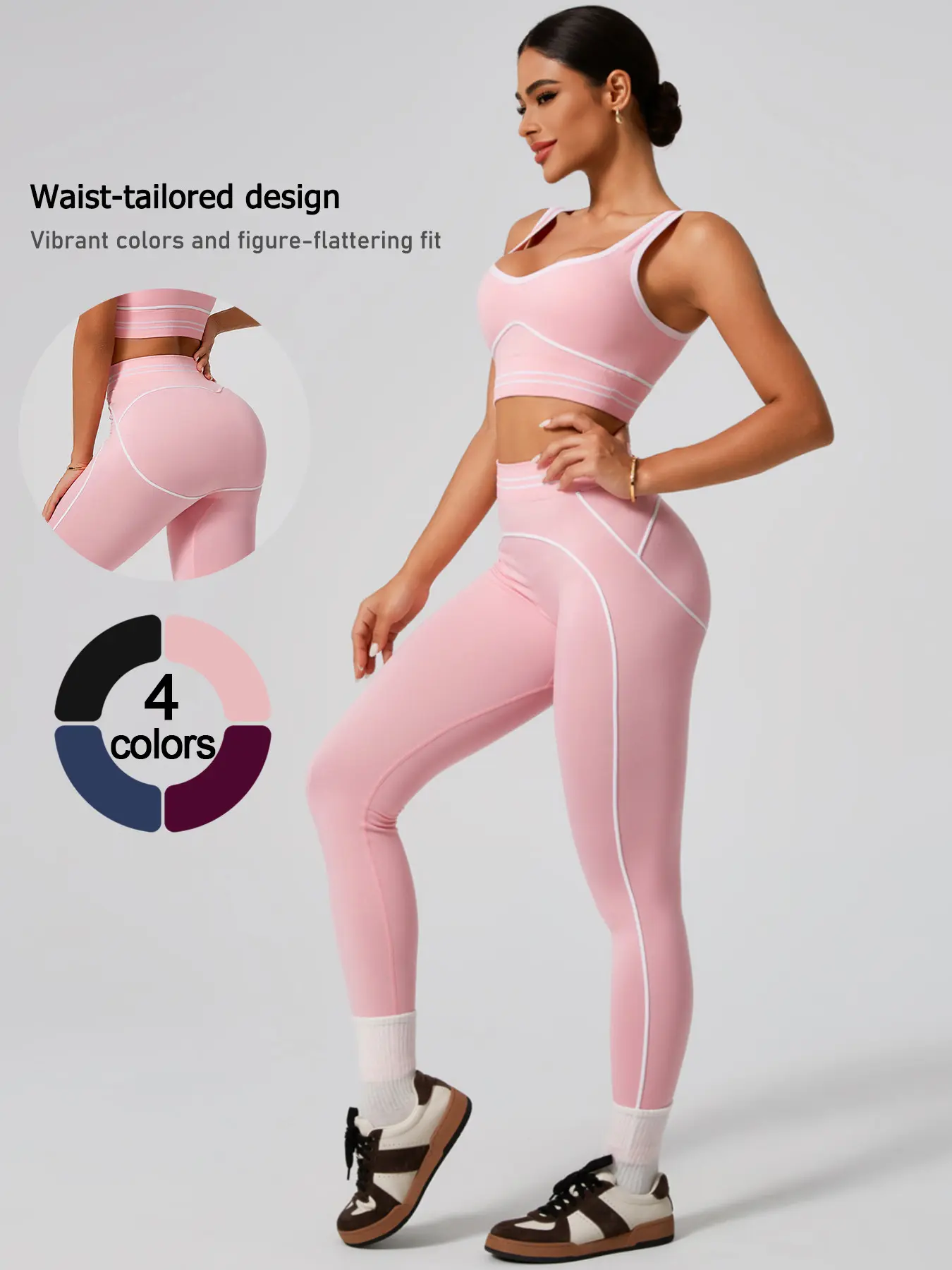 Women's Fashion Colorblock Sports Set, Fitness Outfits, High Waist Backless Bra Top, Slim Fit Above Ankle Pants, Breathable Yoga Gym Outdoors, Exercise Clothing Set, All Season Activewear