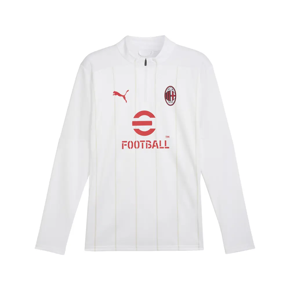 PUMA Mens Ac Milan Pre-Match Quarter Zip Casual Tops Casual - White