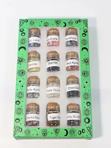12pcs Crystal Therapy gemstone Chip Bottle,Mini Crystals,Spell Jars,Real Crystals For Witchcraft Supplies,Witchcraft Healing Crystals,Witchcraft Healing Properties