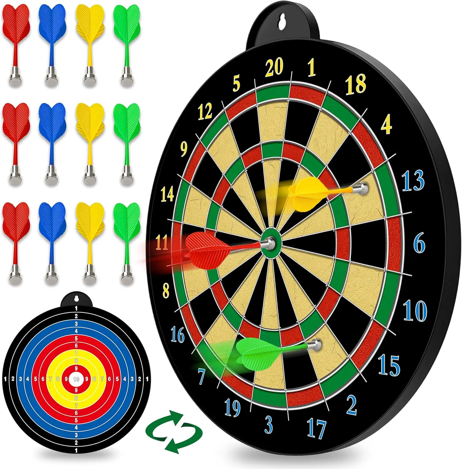 13 Inch Motivational Magnetic Dart Board with 12pcs Darts - Indoor Leisure Sports Equipment - Ideal Gifts for 5-12 Years Olds, Adults, Dartboards