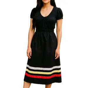 Native Made Handmade Ribbon Skirt Four Direction Colors Black Cotton Ribbon Skirt