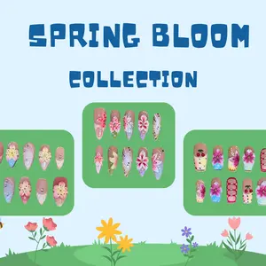 NailVesta SPRING BLOOM COLLECTION – 100% Handcrafted 3D Press-On Nails | Reusable, Long-Lasting, Salon-Quality