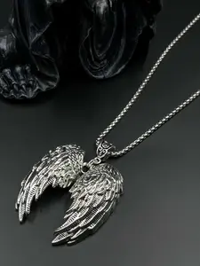1pc Gothic Punk Angel Wing Necklace, Angel Wings Necklace, Creative Sword Pendant, Couple Jewelry, Unisex, Daily Wear, Party Accessory, Holiday Gift