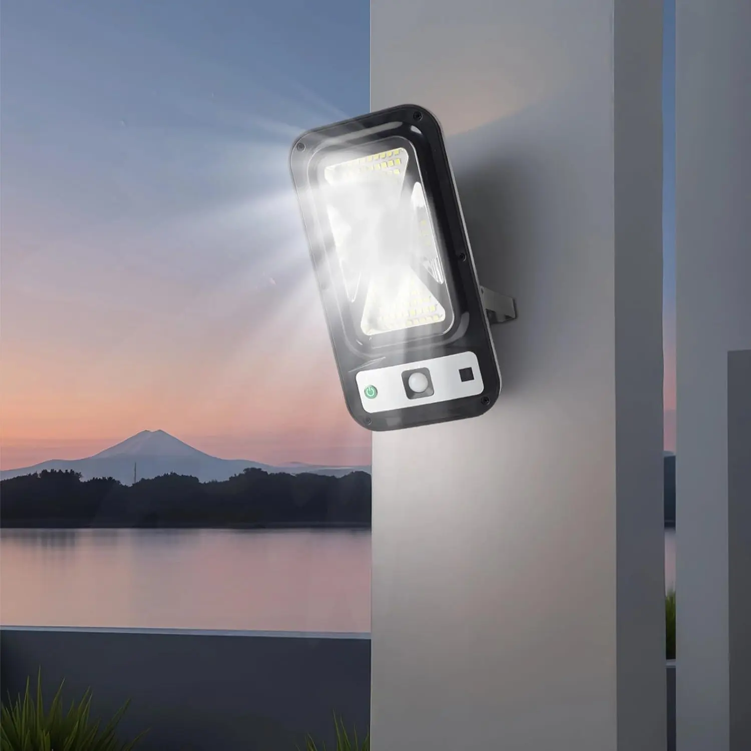IP65 Waterproof Solar Motion Sensor Wall Lamp, 82 High Bright LED, Auto Day Night Sensor Equipped with Remote Controller, Large 1200mAh Battery Supports 7-10 Hours Lighting, Wireless Solar Outdoor Light for Patio, Walkway, Backyard & Front Porch