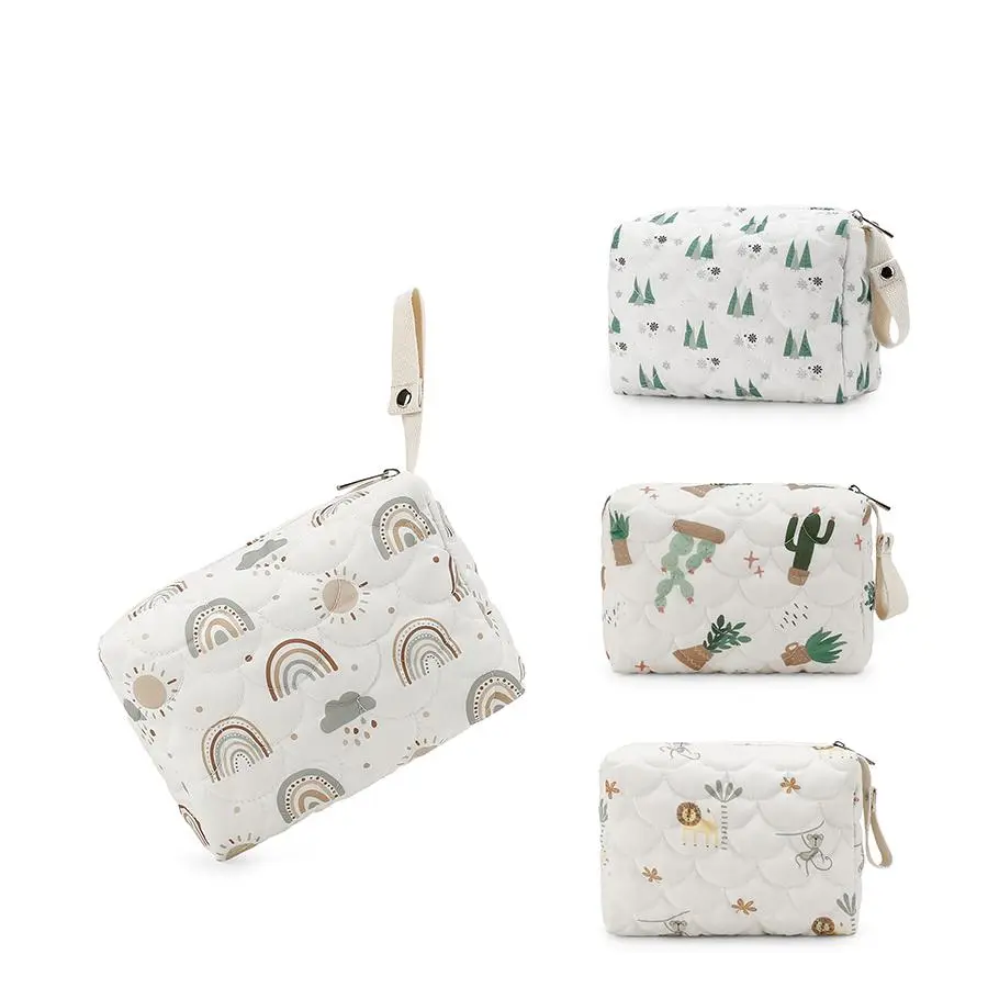 Cute Cartoon Pattern Diaper Storage Bag, 1 Count Multi-functional Zipper Diaper Bag, Travel Diaper Tote, Outdoor Travel Essentials for Baby, Multifunctional Diaper Bag