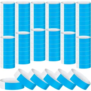 1200 Pack Plastic Paper Wristbands for Events Neon Party Wrist Bands Colored  Concert  Hand Bands Lightweight Adhesive Wristband(Blue)