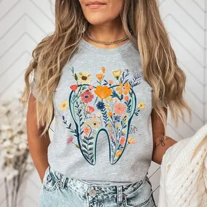 Floral Tooth Shirt, Retro Dentist Shirt, Dental Student Gift Dental Hygienist, Dental Assistant Shirt