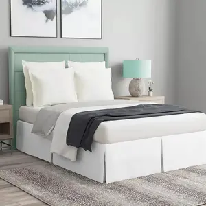 Bed Skirt Queen Size 21 Inch Drop 100% Cotton No Mattress Lifter Wrap Around Bed Skirt with Pleated Split Corners - Color White