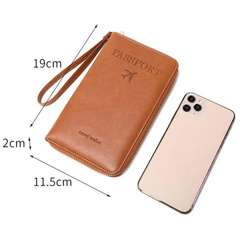 Simple Plain Passport Cases, Multi-functional Zipper Travel Card Holder, RFID Blocking Card Holder, Fashion Travel Accessories, Travel Essentials