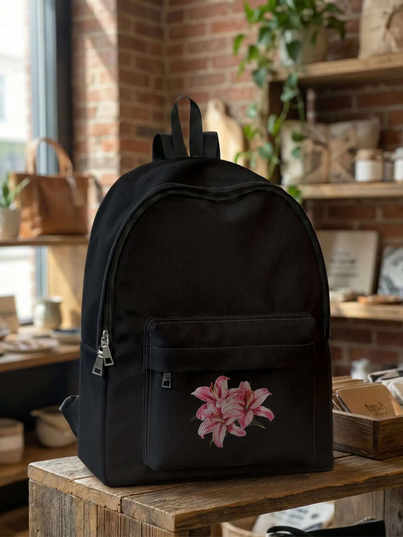 Floral Printed Backpack, Fun Design, Fashionable Look, Spacious Storage, Ideal for School, Travel, Business Trips, All Seasons Use