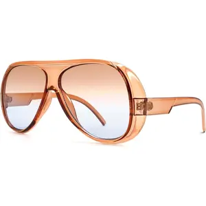 Vintage Oversized Aviator Sunglasses for Women, Trendy 70s Retro Pilot Shield Eyewear gift SunGlasses 2025 Designer Oversized Teardrop Sunglasses with Earring Ladies Shades trending sunnies sunny fashion