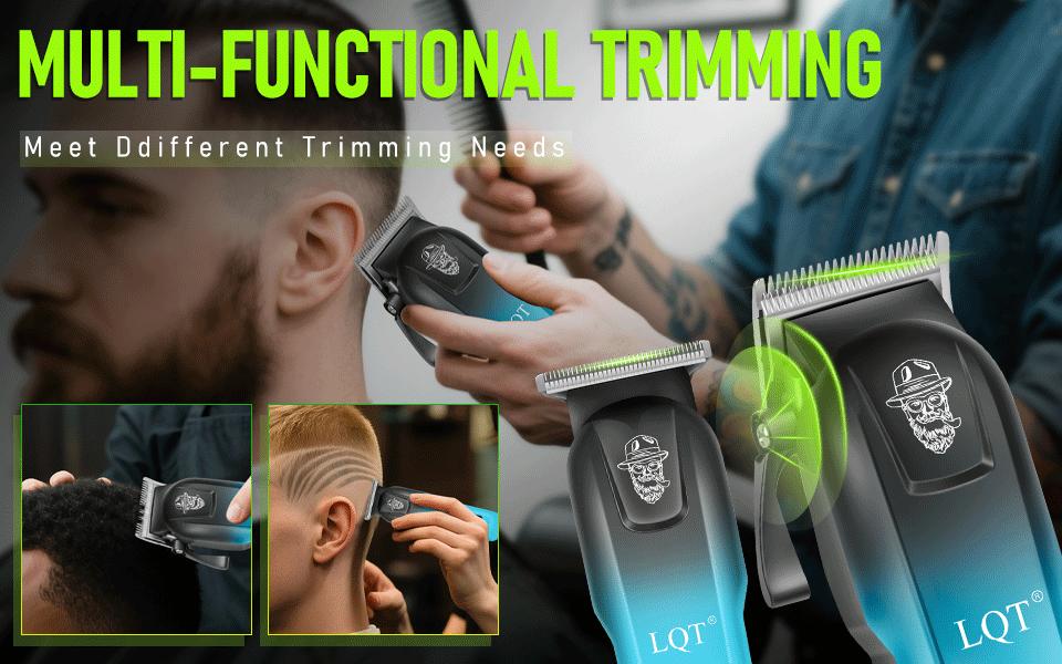 LQT 2-in-1 Cordless Hair Clipper & Trimmer Kit for Men, Gradient Blue Electric Grooming Set with LCD Display, Complete Home Barber Kit with Storage Case & Full Accessories