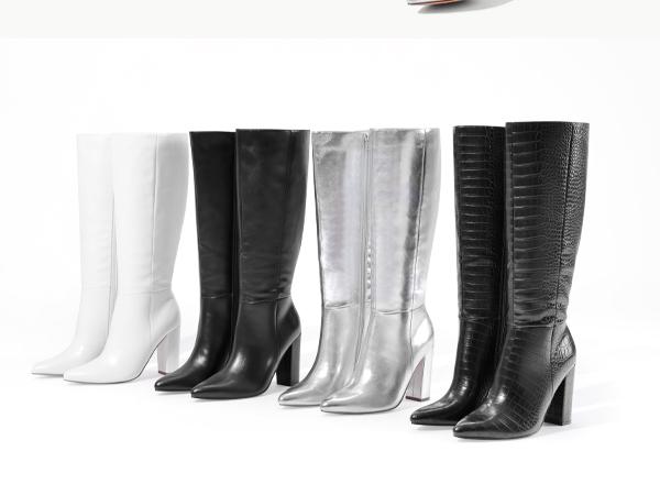 DREAM PAIRS Knee High Boots Women Chunky Heel Pointed Toe Tall Boots for Women Side Zipper Long Boots