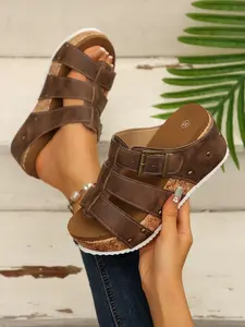 Fashionable Versatile Sandals for Women, 2026 Summer New Style, Wedge Thick Sole Height Boost, Outdoor One-Strap Soft Bottom Flip Flops Footwear