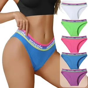 HOTCOM Women's Low-Waist Sporty Panties Breathable & Comfortable Briefs Classic Letter Waistband Activewear 5/10Pack Machine Washable Athletic Style