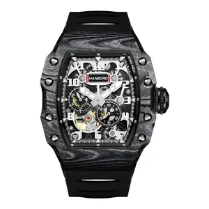 HANBORO Carbon Fiber Multifunction Calendar Display Imported Movement Men's Automatic Mechanical Watch