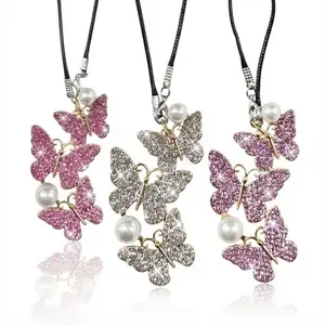Crystal Car Mirror Charm – Sparkling Bling Hanging Ornament for Women, Elegant Interior Decor Gift