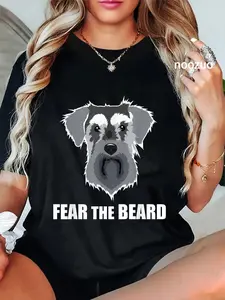 100% Cotton Dog Meme Fear the Beard Mini Schnauzer Dog T Shirt T-Shirt