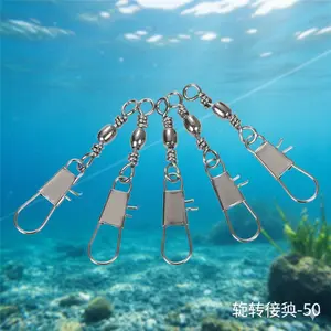 32mm Anti-Tangle Swivel Snap Lock, Metal Fishing Tackle Connector for Lure Fishing, Saltwater & Freshwater Use, Durable Rotating Snap Ring for Multiple Target Species.