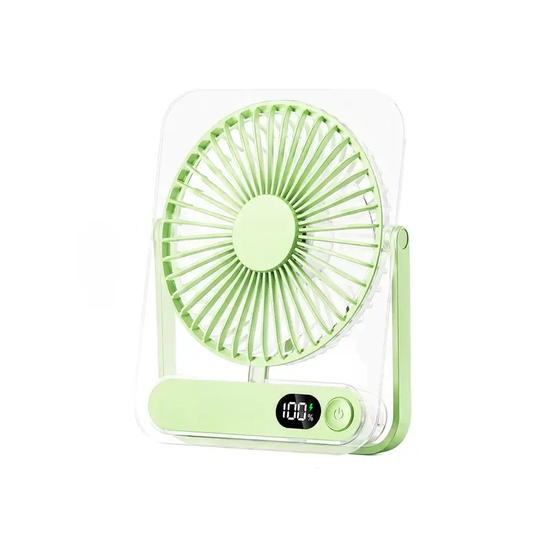 Foldable Slim Desktop Cooling Fan, Quiet Brushless Motor with Digital Display, Adjustable Angle Portable Personal Fan, Rechargeable Mini Table Fan for Home, Office, Bedroom, Dorm, Travel Indoor Outdoor Summer Cooling Accessory