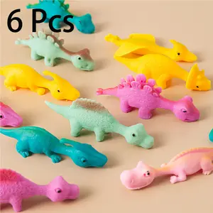 Slingshot Dinosaur Finger Toys Sticky Party Favors, Kids Prizes Goodie Gift Bag Stuffer Fillers, Bulk Squishy Stretchy Dinosaur Toys for Kids Treasure Box Easter Egg, Birthday Game Rewards,Party Game, Rubber