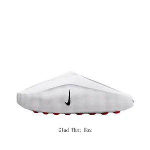 All-White Perforated Slip-On Mule Sneakers, Minimalist Streetwear Footwear, Breathable Casual Slides with Red Sole Accents