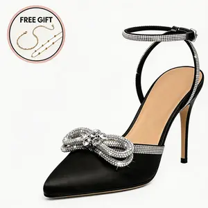 Women's Cienna High Heels Sexy Stiletto Pumps Closed Toe Mesh Sparkly Rhinestones Ankle Strap Dress Wedding Party Pumps Shoes