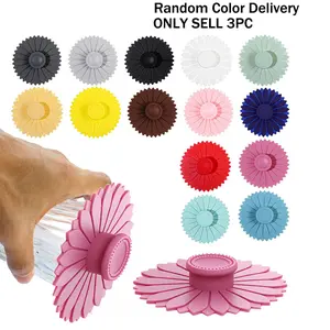 3 Pack Flower Silicone Cup Lids,Safe Reusable Universal Sealing Lid for Glass, Tea, Coffee Cups, Flexible Stretchable Dustproof Cover for Drinks and Beverages