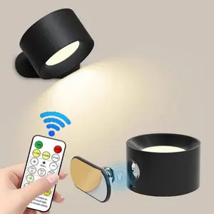 USB Rechargeable Wall Mounted Light, 1 Count 360 Degree Rotatable Magnetic Ball Reading Light, Wall Lamp with Remote Control for Home Bedroom, Decorative Wall Light