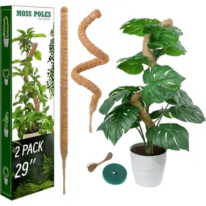 2 Pack Moss Pole for Monstera, Bendable 29" Coco Coir  Support with Rustproof  Core,  Support Stakes for Climbing Indoor , Pothos, Philodendron