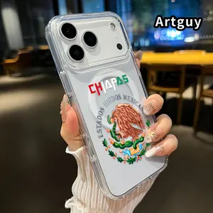 Mexican National Emblem Pattern Magnetic Phone Case for iPhone 17 16  Pro Max Plus 15 14 13 12 11 Air E  Anti-Yellowing Shockproof durable ultra-thin Crystal Transparent Acrylic Large Hole Cover