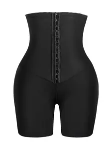 Women's Solid Adjustable Hook and Eye Closure Shapewear Shorts, Casual Breathable High Waist Shaper for Tummy Control, Women's Shapewear, Womenswear, Lady Clothing