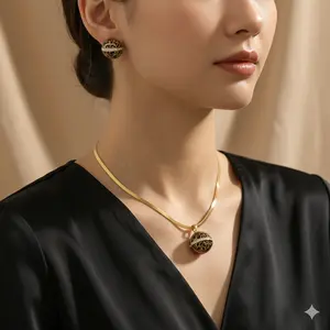Kovonchy 2026 New Arrival: 18k Gold Plated Vintage Leopard Print Round Necklace and Earring Set, Women's Style – Gold Round Pendant Jewelry Set, Elegant and Stylish Gift, Suitable for Women's Daily Commute, Parties, and Gatherings.