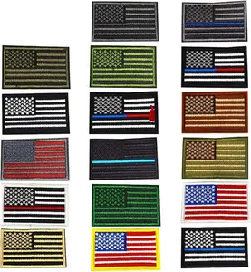 Flag Embroidered Patches Tactical Patches USA Flag Military Army Uniform Emblems Stickers American Flag Sewing on & Iron on Decals for Backpacks Caps Hats Jackets T-Shirt Decoration Appliques 17PCS