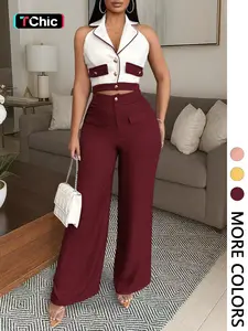 Women's Commuter Vacation Style Long Pants Set, 2 Piece Pack, Casual Fashion, Chic, Perfect for Work and Travel, Comfortable and Stylish