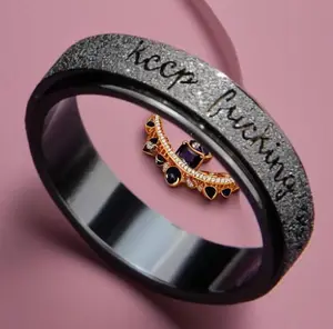 Anti-Anxiety Fidget Ring with “Keep Going” Engraving – Rotating Stress Relief Ring, Trendy Gift Idea for Her Him