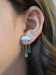 1 Pair of Exquisite Cloud, Glitter, and Raindrop Dangle Earrings  Perfect for Parties & Casual Gatherings  A Lovely Birthday Gift for Teens Cute & Charming Jewelry Ocean Vibes Dangly Earrings