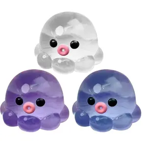 Octopus Squeeze Fidget Toy Rubber Clear Crystal Octopus Hand Relax Toy Homemade Bubble Hairstyle Game For Kids Adults Pinch Toy