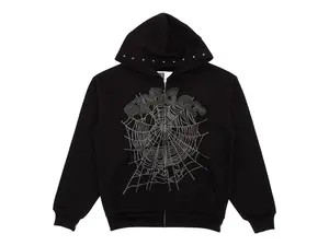 Sp5der Men's OG Web Studded Zip Hoodie Black, from StockX