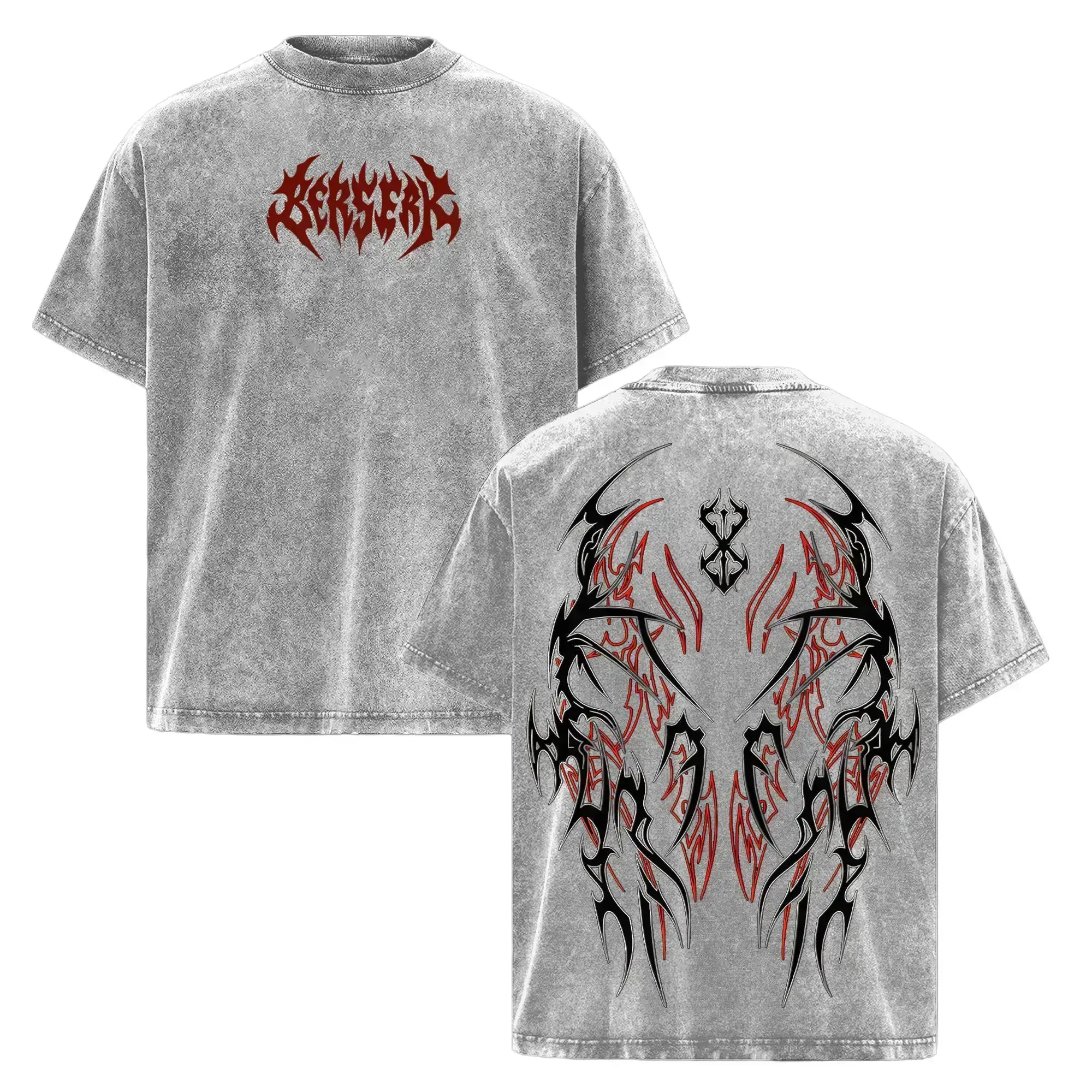 Berserk Pump Cover T-Shirt – Vintage Washed Oversized Gym Streetwear Tee, Heavy Cotton Fitness Top, Dark Aesthetic Unisex y2k Apparel, Soft Loose Fit for Workout & Training Menswear
