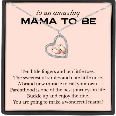 Mother's Day Gift To an amazing MAMA TO BE Pendant,Zircon Pendant Necklace,Pregnancy Gift for Her,My Mummy From Tummy Necklace,Mommy Gift From Unborn Baby,New Mom Gift From Husband,Baby Bump Gift,New Mom Gifts,Heart Design, Love Heart Necklace