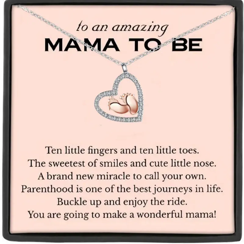 Mother's Day Gift To an amazing MAMA TO BE Pendant,Zircon Pendant Necklace,Pregnancy Gift for Her,My Mummy From Tummy Necklace,Mommy Gift From Unborn Baby,New Mom Gift From Husband,Baby Bump Gift,New Mom Gifts,Heart Design, Love Heart Necklace