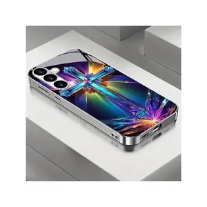 Premium HD Tempered Glass Phone Case Featuring A Vibrant Cross Pattern Suitable for iPhone17/iPhone17 air/iPhone17 pro/iPhone17 pro max/16 Pro Max/15 Pro Max/14 Pro Max/13 Pro Max/12 Pro Max/11 Pro Max , Compatible With Samsung Galaxy Series A54/A53