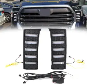 Daytime Running Light DRL for Toyota Tundra 2022 2023 2024 2025, LED Switchback Dynamic White DRL Amber Turn Signal Light, Fog Light Assembly Fog Light Lamp Front Bumper Light