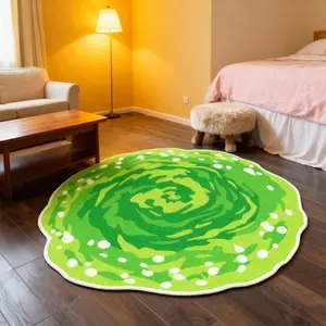 Green Swirl Rug, Unique Swirl Pattern, 1 count soft comfortable cartoon rug, creative green vortex irregular rug, fluffy bedside mat, room decoration Home Decor Element carpet, suitable for living room bedroom area bedside living room