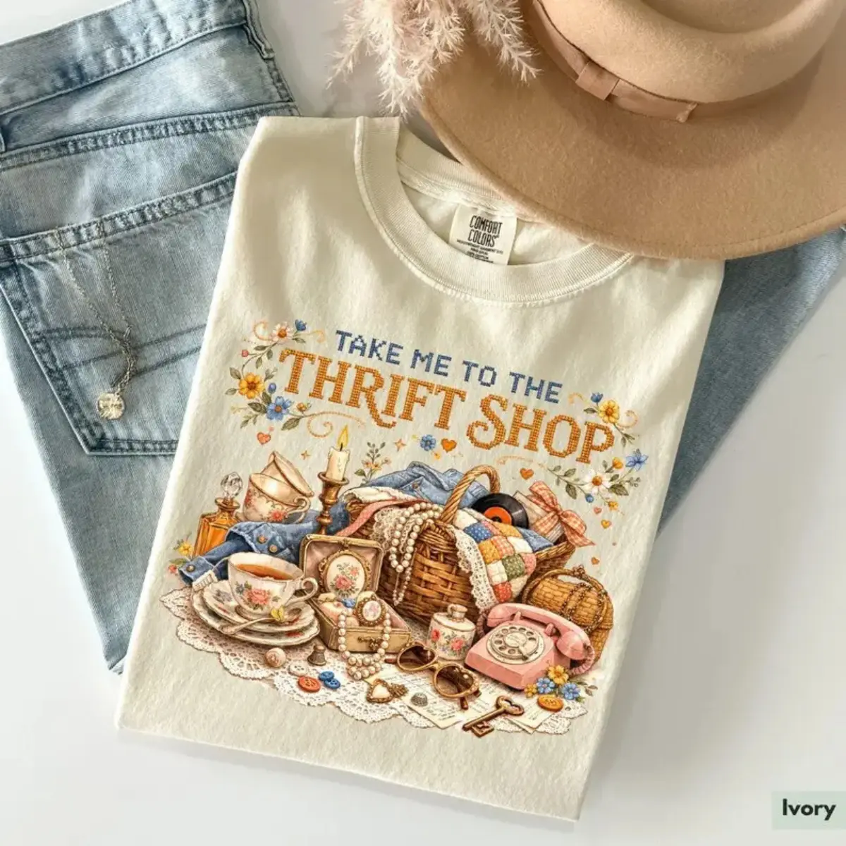 Comfort Colors Take Me To The Thrift Shop T-Shirt, Vintage Thrifting Graphic Tee, Cute Thrift Queen Shirt, Retro Thrift Lover Top, Garment Dyed Unisex Gift
