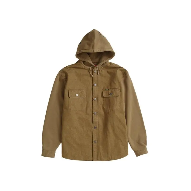 Supreme Fleece Hooded Denim Shirt Brown (men) by StockX