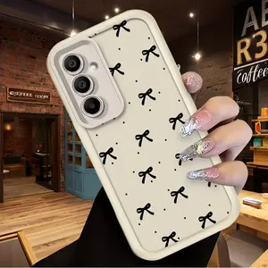 Phone Case: Fashionable and Minimalist Black Bow Design, Sky-eye Staircase Anti-shock Lens Protector. Suitable for Samsung Galaxy A54, A53, A52s, A36, A07, A16 4G/5G, A12, A13, A17, A56, A26, A25, A35, A05 4G, A05S, A15, A14, A33, A34, A06, A55 5G.