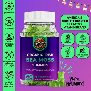 Nyum Nutrition Ultra R-7 Organic Irish Sea Moss Gummies & Vitamin D Gummies - Green Apple, KSM-66, Made in USA, Full-Spectrum, Vegan, Non-GMO, Gluten-Free, Gelatin-Free. 60 Gummies Dietary Supplement