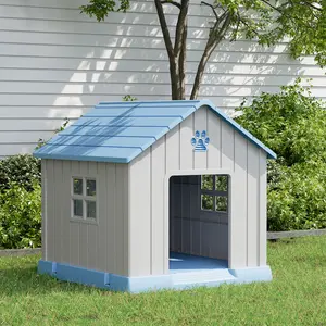 LHBCRAFT Pet house Durable Waterproof Plastic Dog House for Small to Large Sized Dogs, Indoor Outdoor Doghouse Puppy Shelter with Elevated Floor, Easy to Assemble,Christmas gift